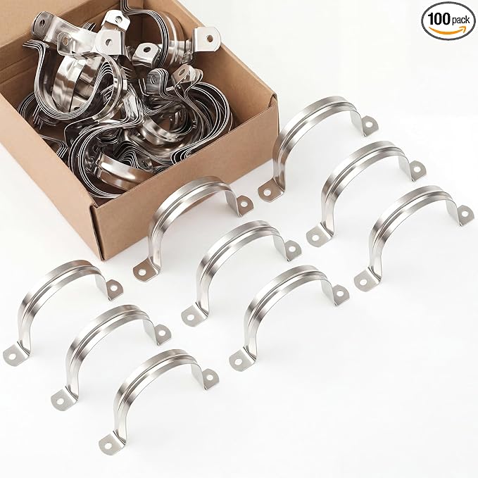 Yaocom 100 Pcs 3 Inch Opening Pipe Strap 304 Stainless Steel Conduit Clamp by Yaocom