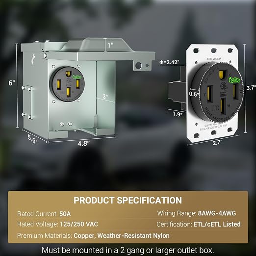 50 Amp EV Charging Receptacle/Nema 14-50 EV Outlet - Image 5