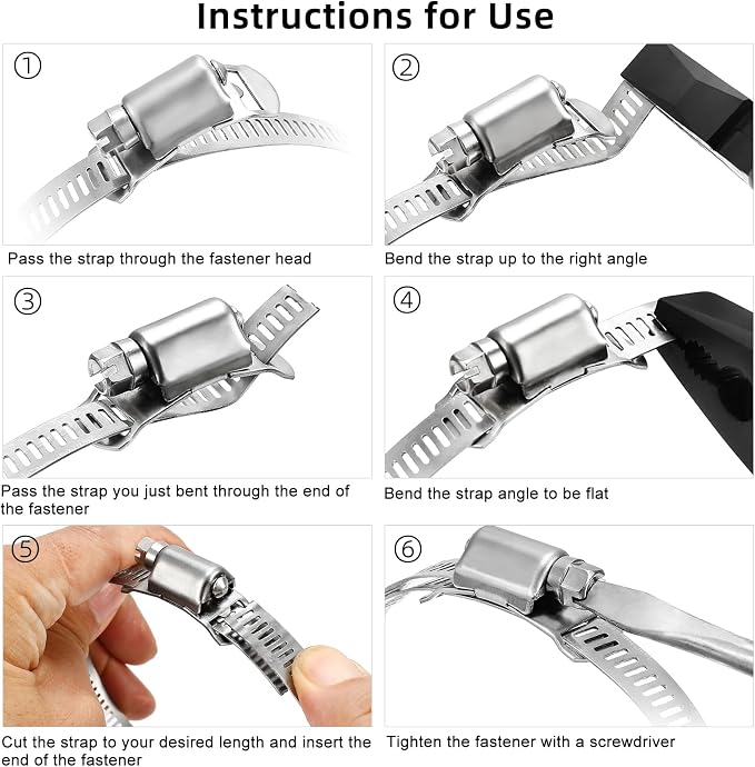 Hose Clamps, DIY 100 FT Metal Strap + 40 Fasteners, Hose Clamps Stainless Steel - Image 6