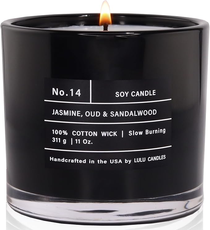 Lulu Candles Jasmine, Oud & Sandalwood Soy Blend Jar Candle, 11 Oz. | Luxury by LULUCANDLES