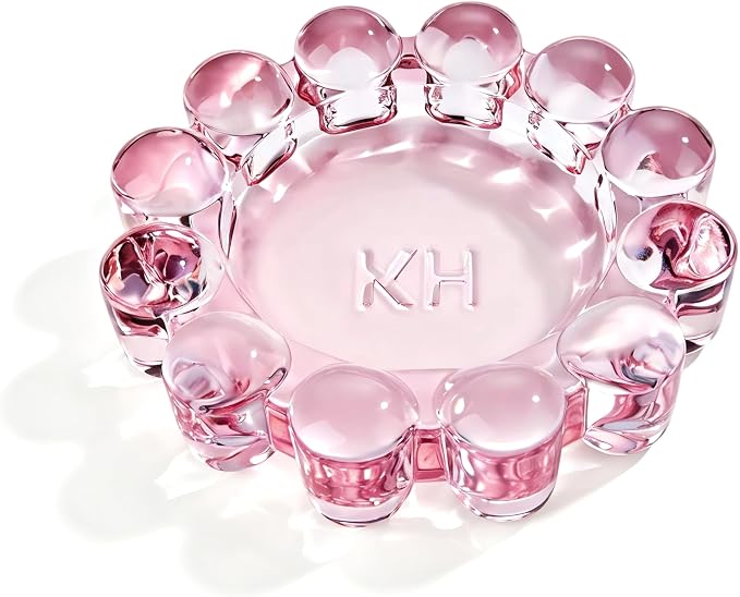 Chic Pink Bubble Glass Candle Dish – Modern Clear Glass Candle Holder by khtumeware