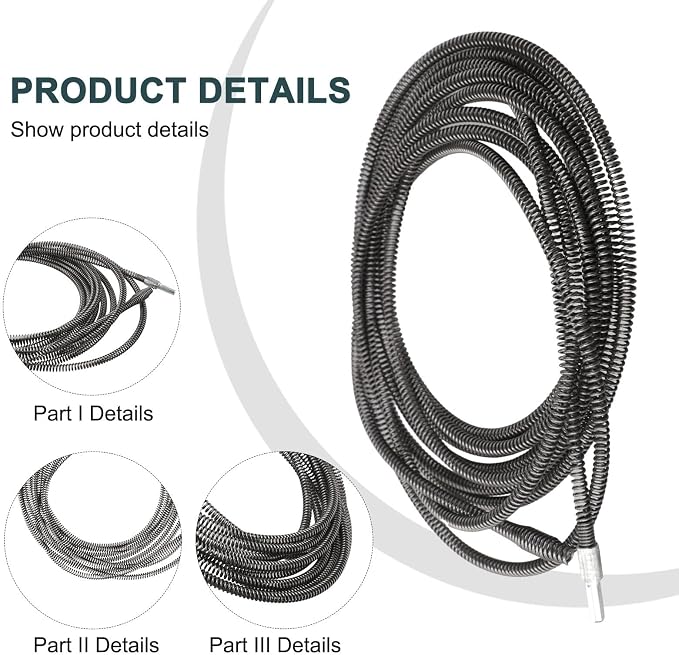 5M Electric Drill Drain Snake, Manganese Steel Spring Pipe Dredging Tool - Image 9