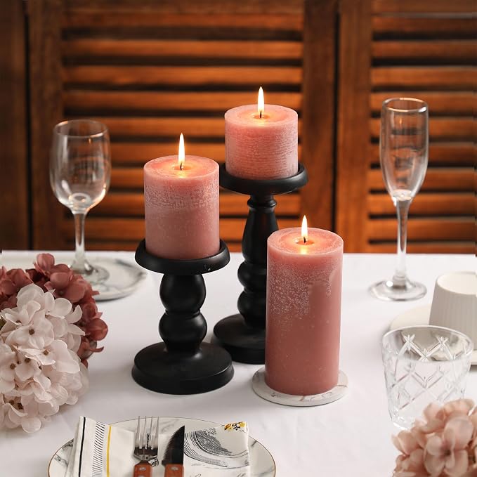 3x6 Inch Brown Pillar Candles Set of 3 - Image 4