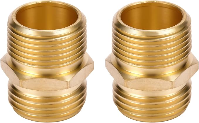 2 Pack 3/4" GHT to 3/4" NPT Male Connector, Brass Garden Hose Fitting, Male - Image 6