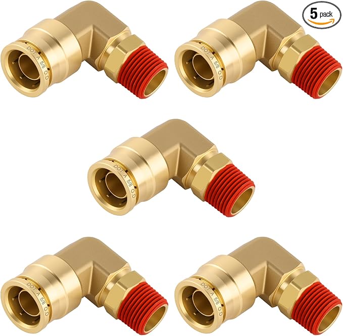 90° Swivel Male Elbow, 5/8" Tube x 3/8" NPT, DOT Approved 5PCS | by BOERAY