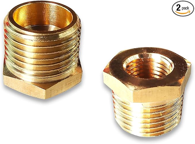 2 Pcs Brass Bushing 1/2" Male to 1/4" Female, 1/2" to 1/4" NPT Adapter Hex by Gadoutcover