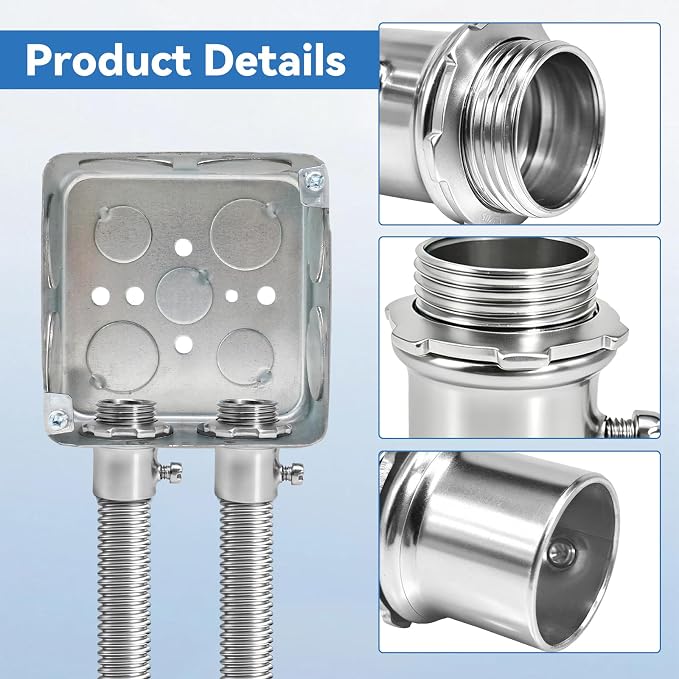 EMT Set Screw Connector 1/2 Inch, 50 Pack – Die-Cast Zinc Electrical Conduit - Image 4