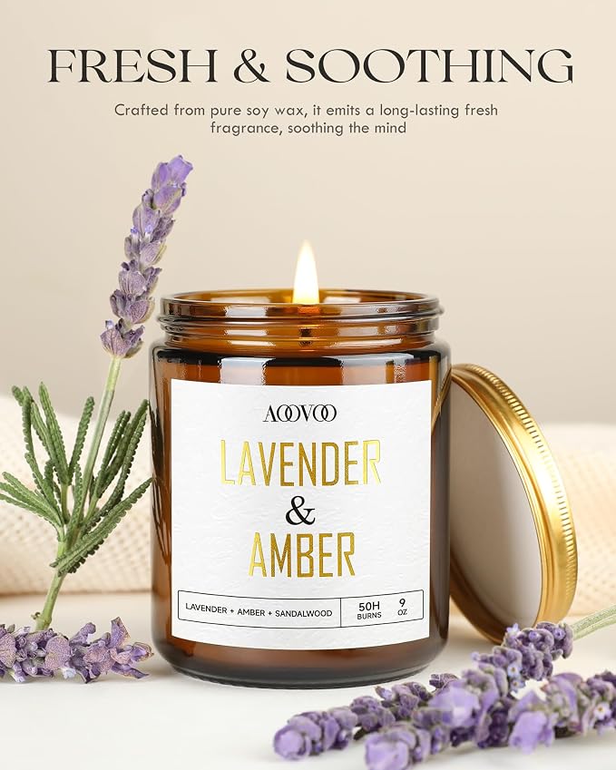 AOOVOO Vanilla/Lavender/Sandalwood/Rose Candles - 36 oz Scented Candles - Image 4