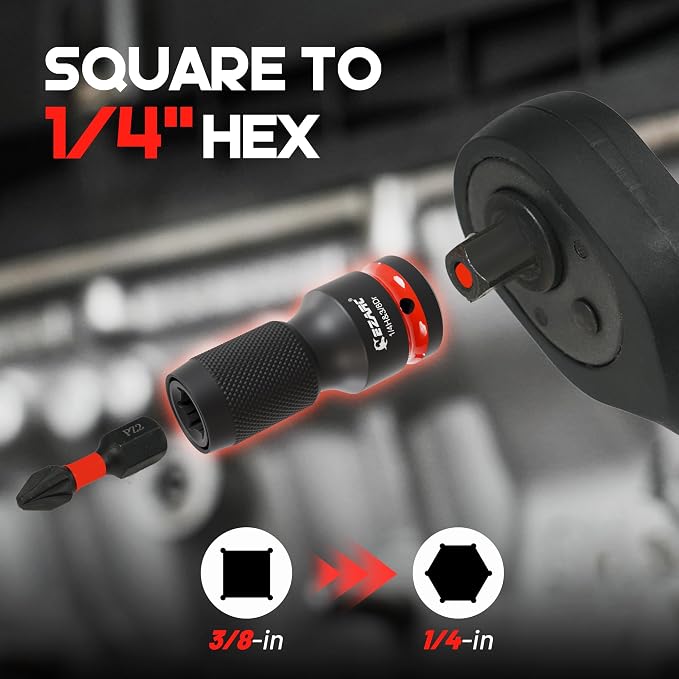 EZARC 4PCS Impact Socket Adapter Set, 1/2" Square Drive to Hex | Square-to-Hex - Image 6