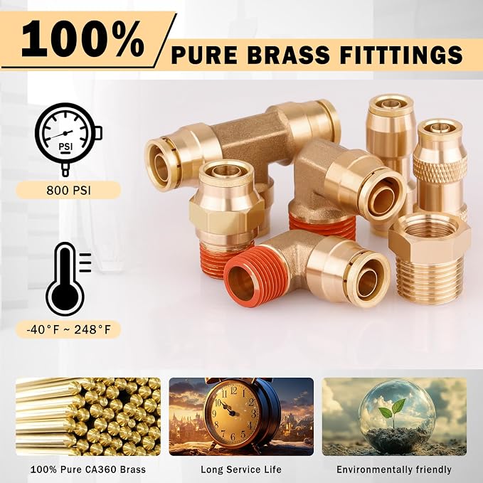 CheeMuii 64PCS Brass DOT Air Line Fittings Kit - Image 3