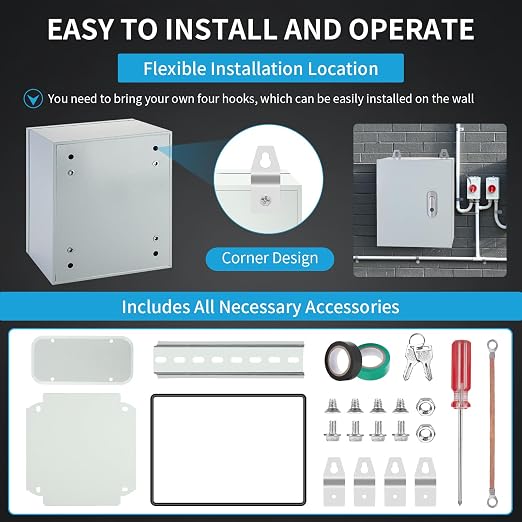 Steel Electrical Enclosure, Lockable Lid & Integrated Mounting Plate - Image 3