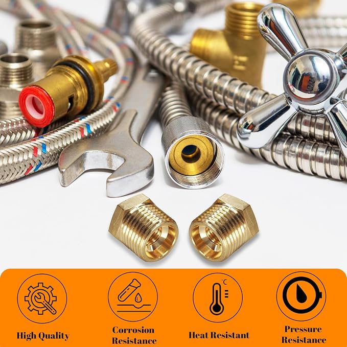 2 Pcs Brass Bushing 3/8" Male to 1/8" Female, 3/8" to 1/8" NPT Adapter Hex - Image 4