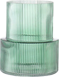 Green Glass Vase, Ribbed Glass Vase by YANWE