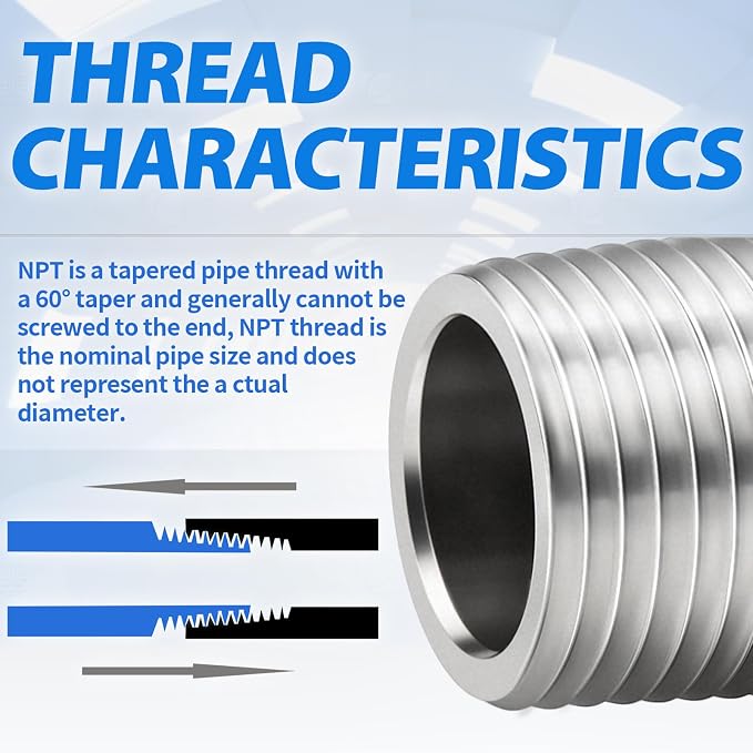 ChillWaves 304 Stainless Steel Pipe Fitting, Nipple Cast Pipe 1-1/4" NPT Male x - Image 5