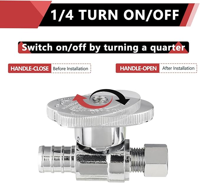10PCS Efield Straight Stop Valve, 1/2" Barb Crimp Pex x 3/8"OD Compression | - Image 3
