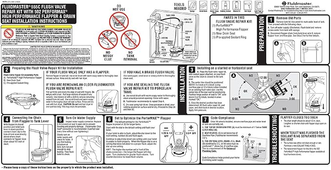 Fluidmaster 555CRP8 Universal PerforMAX 5 Minute Toilet Flush Valve Repair Kit - Image 5