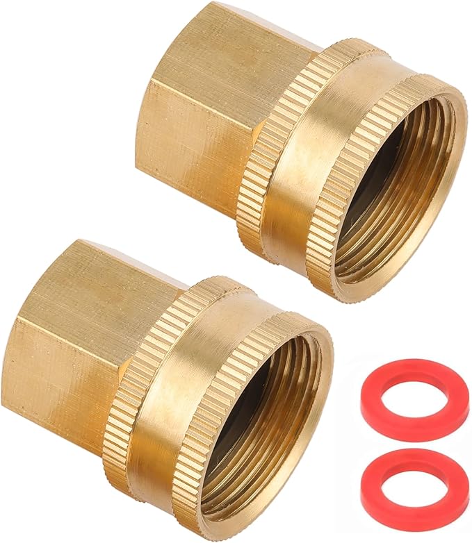 Garden Hose Adapter, 1/2" NPT Female X 3/4" GHT Female Connector | Dual Swivel by Sanpaint