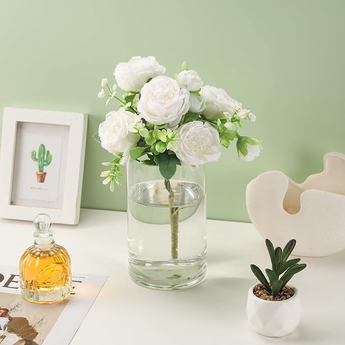 4" Wide 7" High Large Hand Blown Sturdy Clear Cylinder Glass Vase, Centerpiece - Image 3