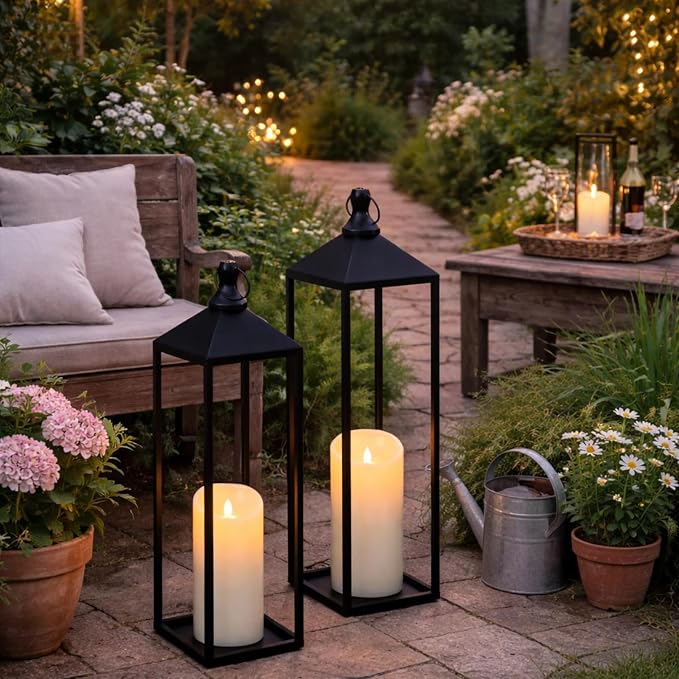 22'' 19'' Large Lanterns Decorative Outdoor Indoor, Modern Farmhouse No Glass - Image 5