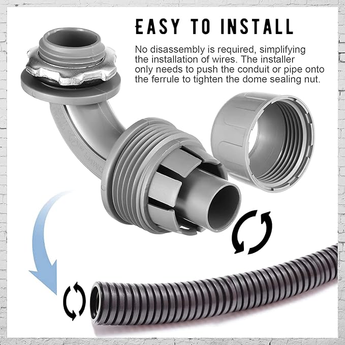 BBTO 100 Pieces 1/2 Inch Liquid Tight Connector Flexible Non Metallic - Image 7
