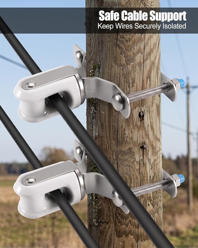 Adjustable Porcelain Wire Support Clamp Fits 1.25" to 3" Poles or Pipes | 2Pcs - Image 2