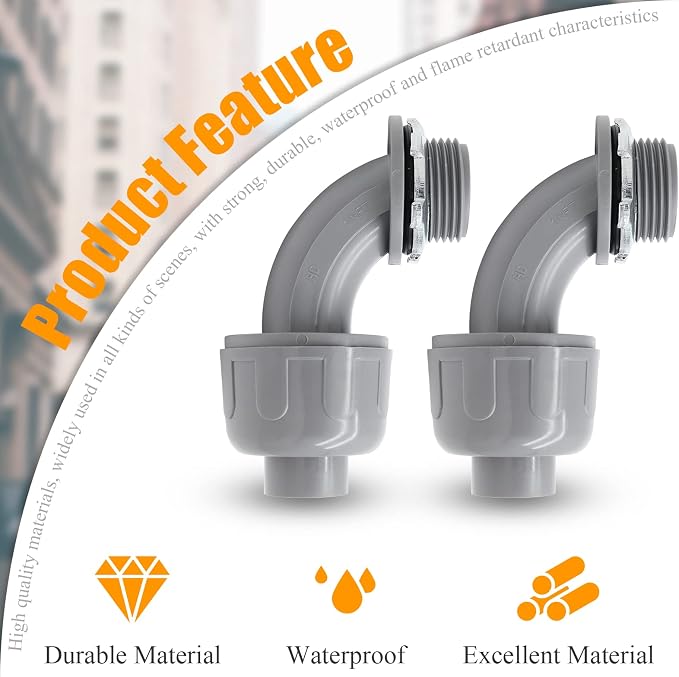 2Pcs 1" NPT Electrical Conduit Connector Fittings | 90-Degree, Nonmetallic - Image 5