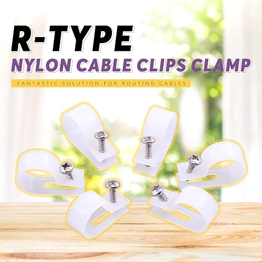 Swpeet 60 Pack White 3/4 Inch Nylon Plastic R-Type Cable Clips Clamp Kit - Image 4