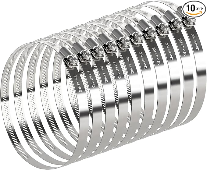 10 Pack 6 Inch Hose Clamps Stainless Steel Duct Clamps Pipe Clamps Large Worm by Gudui