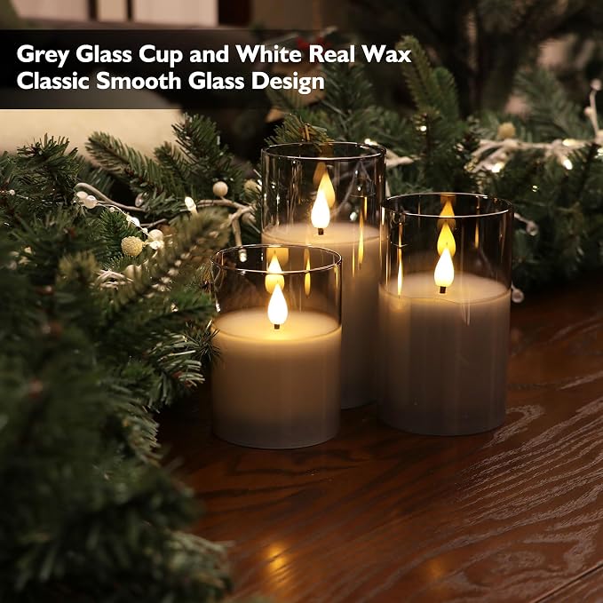Rhytsing Gray Glass Battery Operated LED Candles - Image 3
