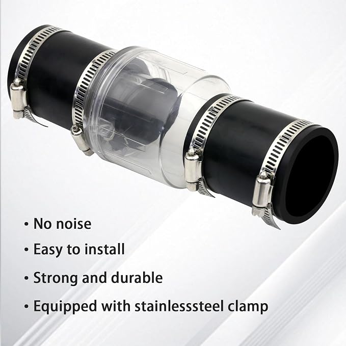 2 Inch Sump Pump Check Valve Water Pump Accessories, Steel Clamps Fit 7-1/4"Gap - Image 6