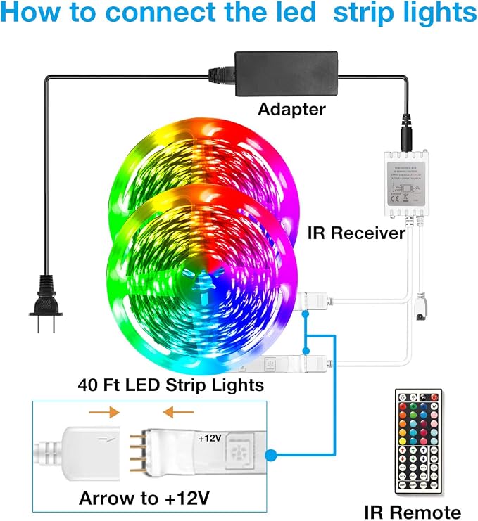 DAYBETTER Led Strip Lights 40ft, RGB Color Changing Led Strips - Image 4