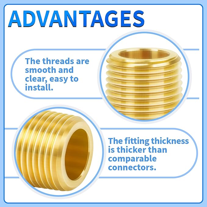 ChillWaves Brass Pipe Fitting, Long Nipple Pipe 1/4" NPT Male x 1/4" NPT Male - Image 4