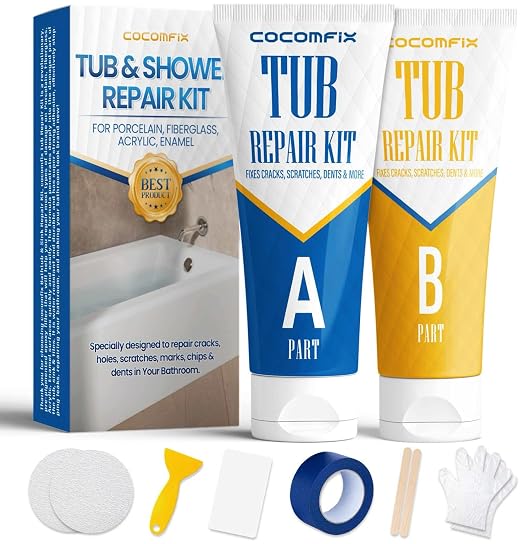 Bathtub & Shower Repair Kit for Enamel, Fiberglass, Acrylic Tub | Ultra-Bond by Cocomfix
