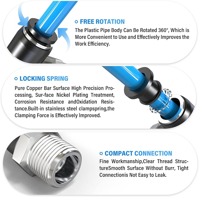 TAILONZ 10mm x 1/4" NPT Push to Connect Elbow Fitting 10pcs | Copper&Plastic - Image 4