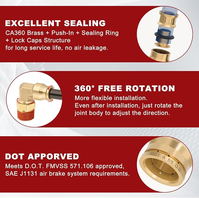 90° Swivel Male Elbow, 5/8" Tube x 1/2" NPT, DOT Approved 2PCS | - Image 4