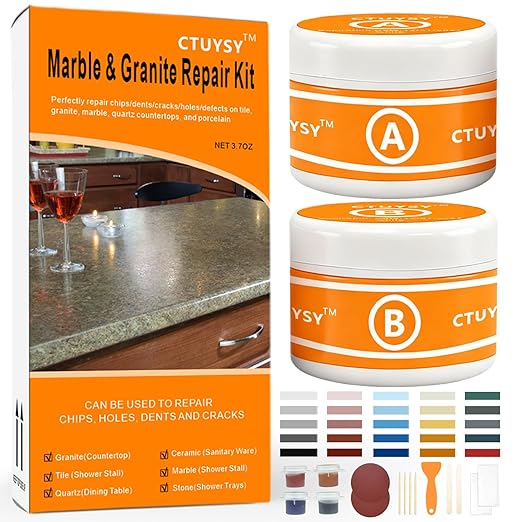 Granite and Quartz Countertop Chip Filler Repair Kit Tile & Fiberglass by Unknown