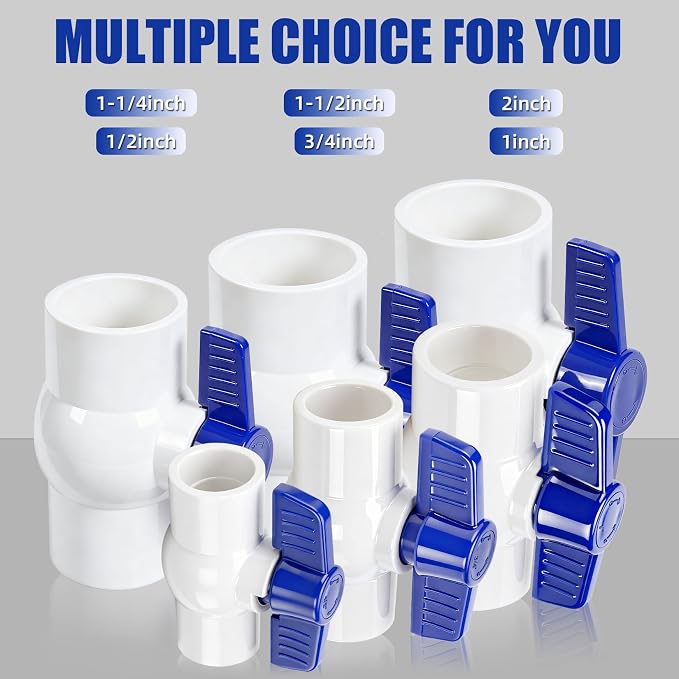 10 Pack 1" PVC Ball Valve, SCH40 Slip PVC Water Pipe Shut-Off Valve 1inch - Image 6