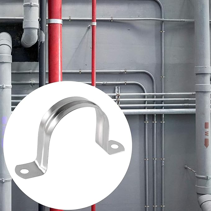 5 Pcs 3inch Rigid Pipe Strap, Two Hole Stainless Steel Strap U Bracket - Image 5