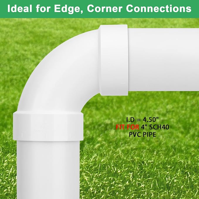 4" PVC DWV Sanitary 90-Degree Elbow White SCH40 4" PVC DWV 90° Elbow Pipe - Image 3