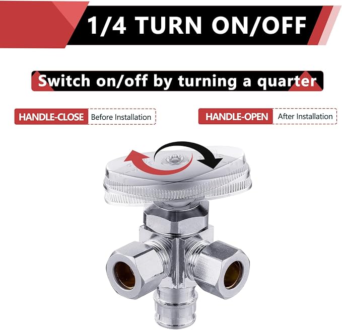 1PC EFIELD PEX-A Expansion Angle Stop Valve, Chrome Plated-VALVE067 - Image 3