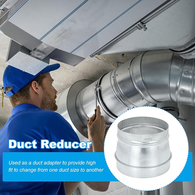 PATIKIL 8 Inch to 7 Inch Duct Reducer, Galvanized Steel Round Air Duct Reducer - Image 4