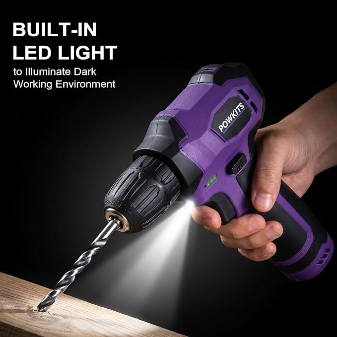 8V Purple Cordless Drill Set for Women, Starter Tool Kit - Image 5