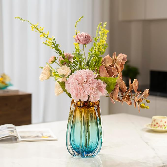 Hand Blown Glass Flower vases, Unique Glass vases, Wide Mouth vases, Small - Image 7