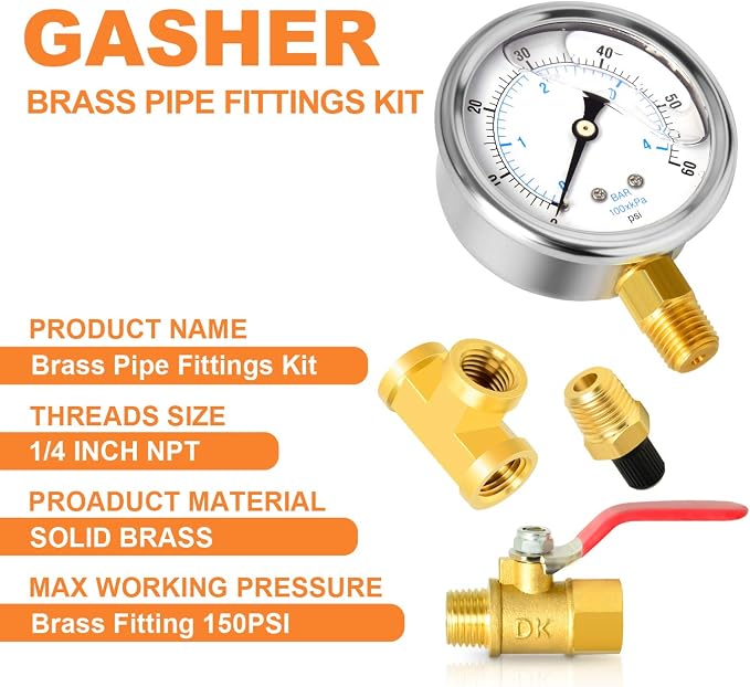 GASHER 10PCS Pipe Fitting Kit, 1/4" - Image 7