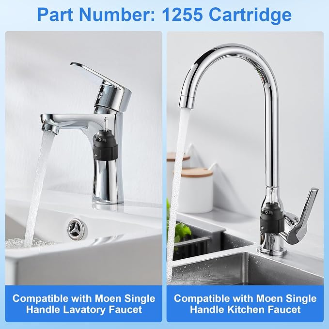 1255 Cartridge Replacement for Moen Single Handle Kitchen Lavatory Faucet - Image 2