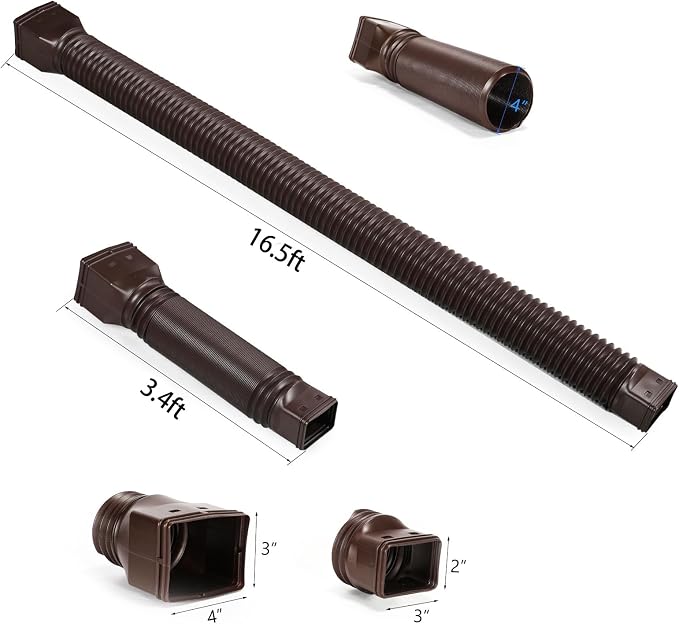 plusgutter 16.5ft Long Gutter Downspout Extensions Flexible, Down Spout Drain - Image 6