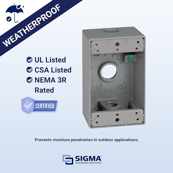 Sigma Engineered Solutions 14250 Metal Electrical Outlet Box, Weatherproof - Image 2