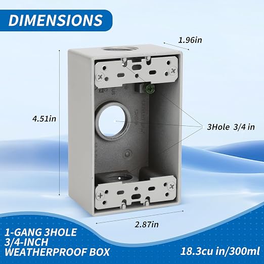 Weatherproof Outlet Box with Three 3/4-in Threaded Outlets, 9 Pack | Features - Image 2