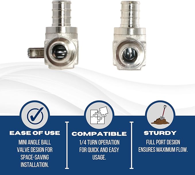 1 Pack XFITTING 1/2 in Pex Mini Shut Off Angle Ball Valve, Full Port - Image 3