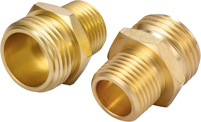 2 Pack 3/4" GHT to 3/4" NPT Male Connector, Brass Garden Hose Fitting, Male - Image 7